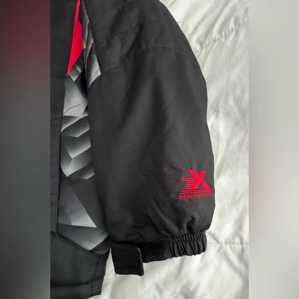 ZeroXposur  Puffy Black Jacket with Red and Gray Accents